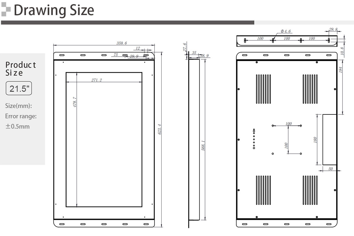 21.5inch Open Frame 1000nits High Brightness Monitor