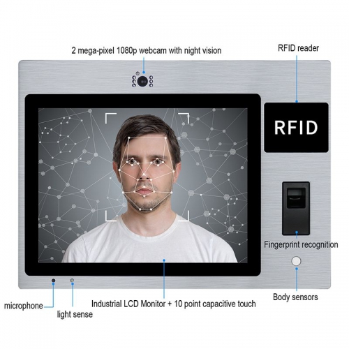 15 inch 200W webcam Android 8.0 touch screen computer with fingerprint recognition