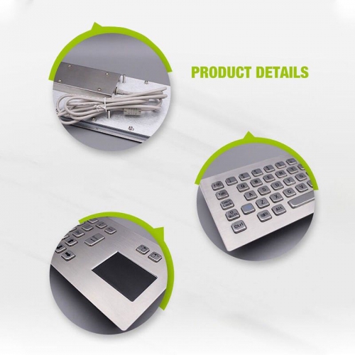 Industrial wired computer keyboard with touchpad